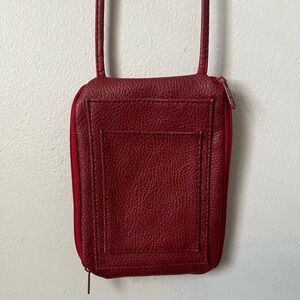 Y2K Crossbody Bag Red Leather Purse Compartment Card Holder Handbag